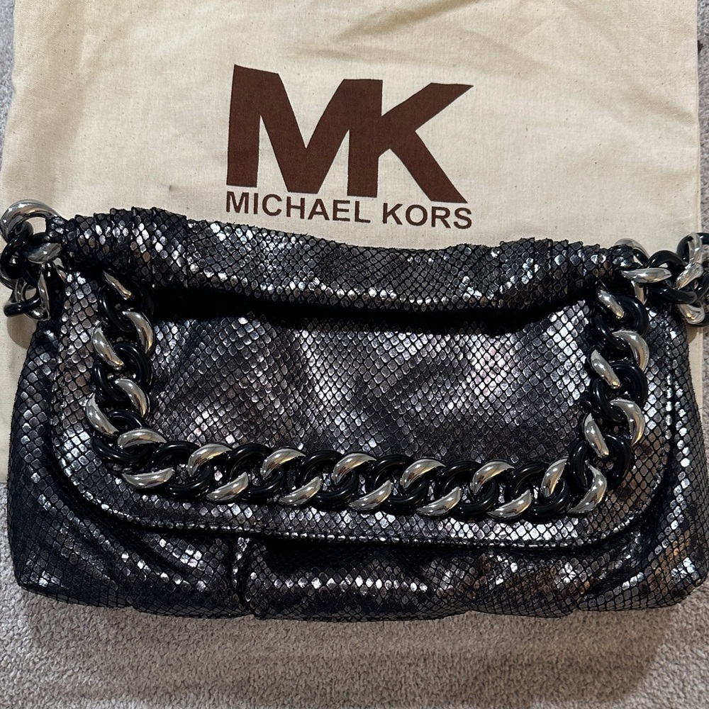 Michael Kors Shimmering Black Chain Shoulder Bag